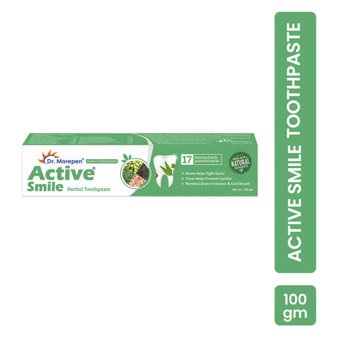 Dr. Morepen Active Smile Herbal Toothpaste with Neem | Clove And Menthol